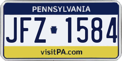 PA license plate JFZ1584