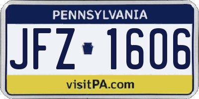 PA license plate JFZ1606