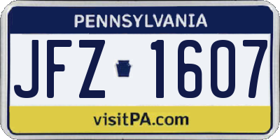 PA license plate JFZ1607