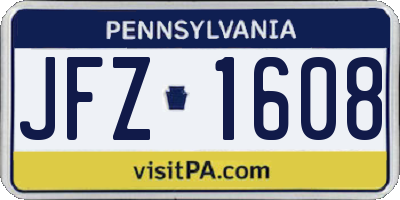 PA license plate JFZ1608