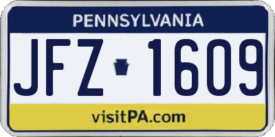 PA license plate JFZ1609