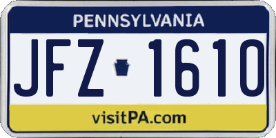 PA license plate JFZ1610