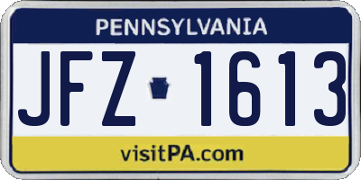 PA license plate JFZ1613