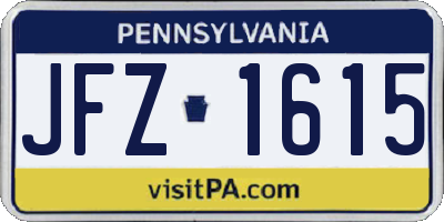 PA license plate JFZ1615