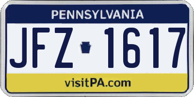 PA license plate JFZ1617
