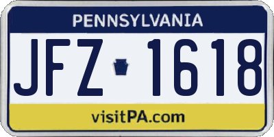 PA license plate JFZ1618
