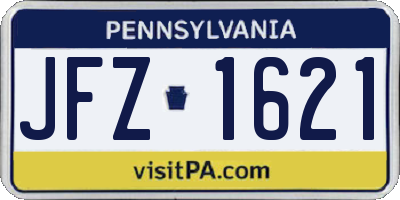 PA license plate JFZ1621