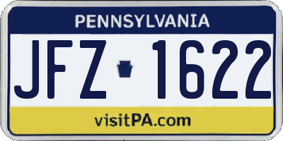 PA license plate JFZ1622