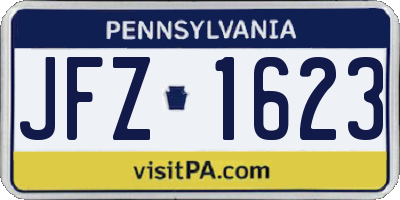 PA license plate JFZ1623