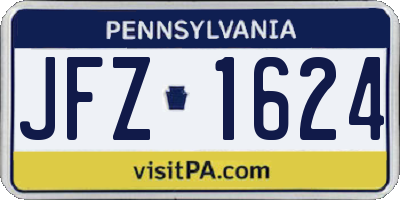 PA license plate JFZ1624
