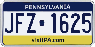 PA license plate JFZ1625