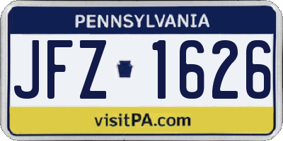 PA license plate JFZ1626