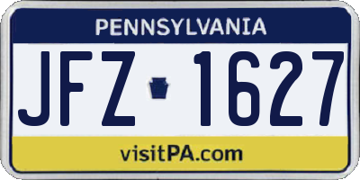 PA license plate JFZ1627