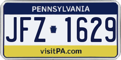 PA license plate JFZ1629