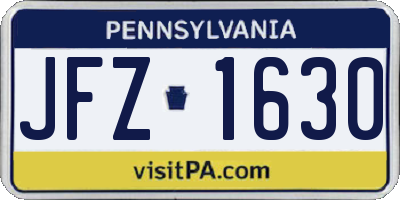 PA license plate JFZ1630