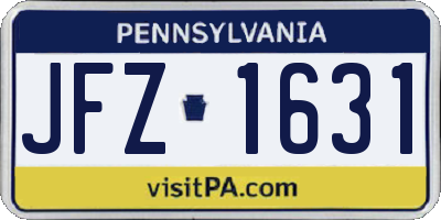 PA license plate JFZ1631