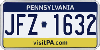 PA license plate JFZ1632