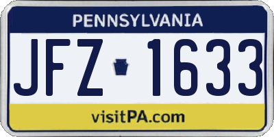 PA license plate JFZ1633