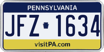 PA license plate JFZ1634