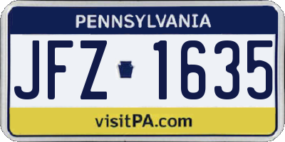 PA license plate JFZ1635