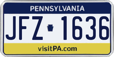 PA license plate JFZ1636