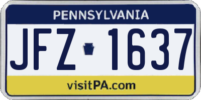 PA license plate JFZ1637