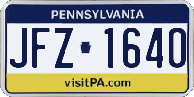 PA license plate JFZ1640