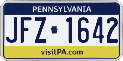 PA license plate JFZ1642