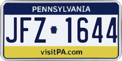 PA license plate JFZ1644