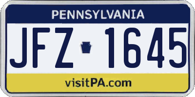 PA license plate JFZ1645