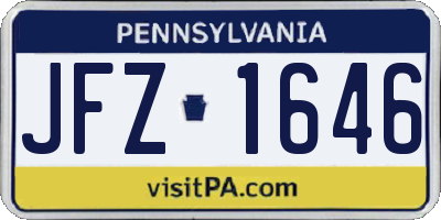 PA license plate JFZ1646