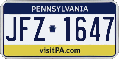 PA license plate JFZ1647