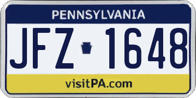 PA license plate JFZ1648