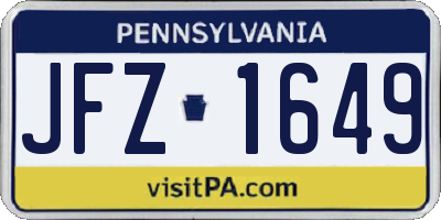 PA license plate JFZ1649