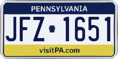 PA license plate JFZ1651
