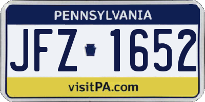 PA license plate JFZ1652
