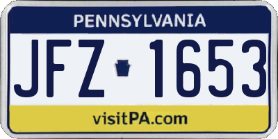 PA license plate JFZ1653