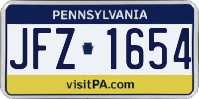 PA license plate JFZ1654