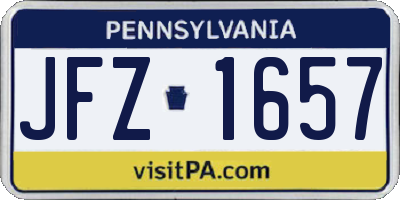 PA license plate JFZ1657