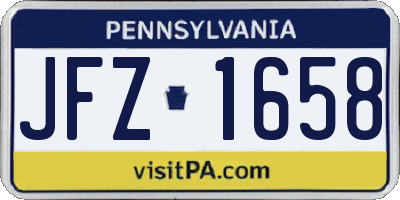 PA license plate JFZ1658
