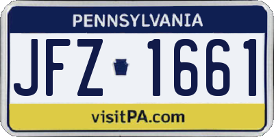 PA license plate JFZ1661