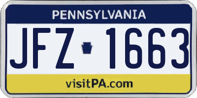 PA license plate JFZ1663