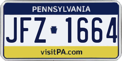 PA license plate JFZ1664