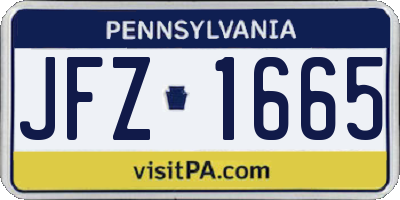 PA license plate JFZ1665