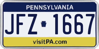 PA license plate JFZ1667