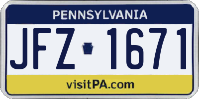 PA license plate JFZ1671