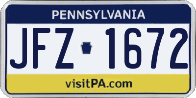 PA license plate JFZ1672