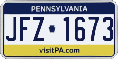 PA license plate JFZ1673