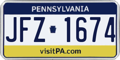 PA license plate JFZ1674