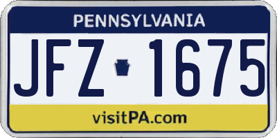 PA license plate JFZ1675